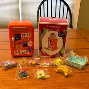 American Girl Red Mini Fridge with Accessories